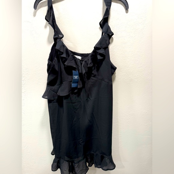 Abercrombie & Fitch Ruffle Black Mini Dress XL P NWT - Picture 1 of 4